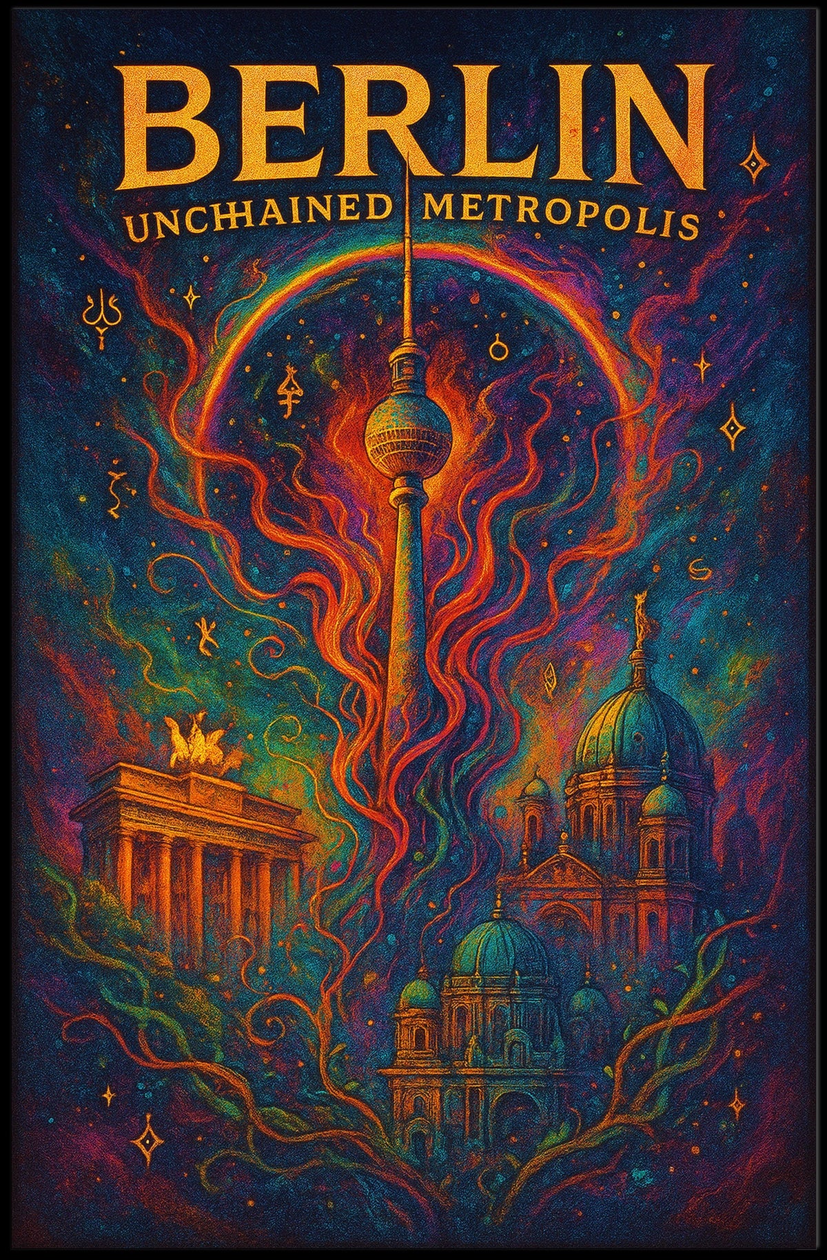 Berlin Surreal Art Poster: Fantasy Urban Energy