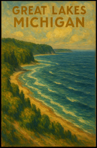 Great Lakes Scenic Landscape Impressionist Travel Poster