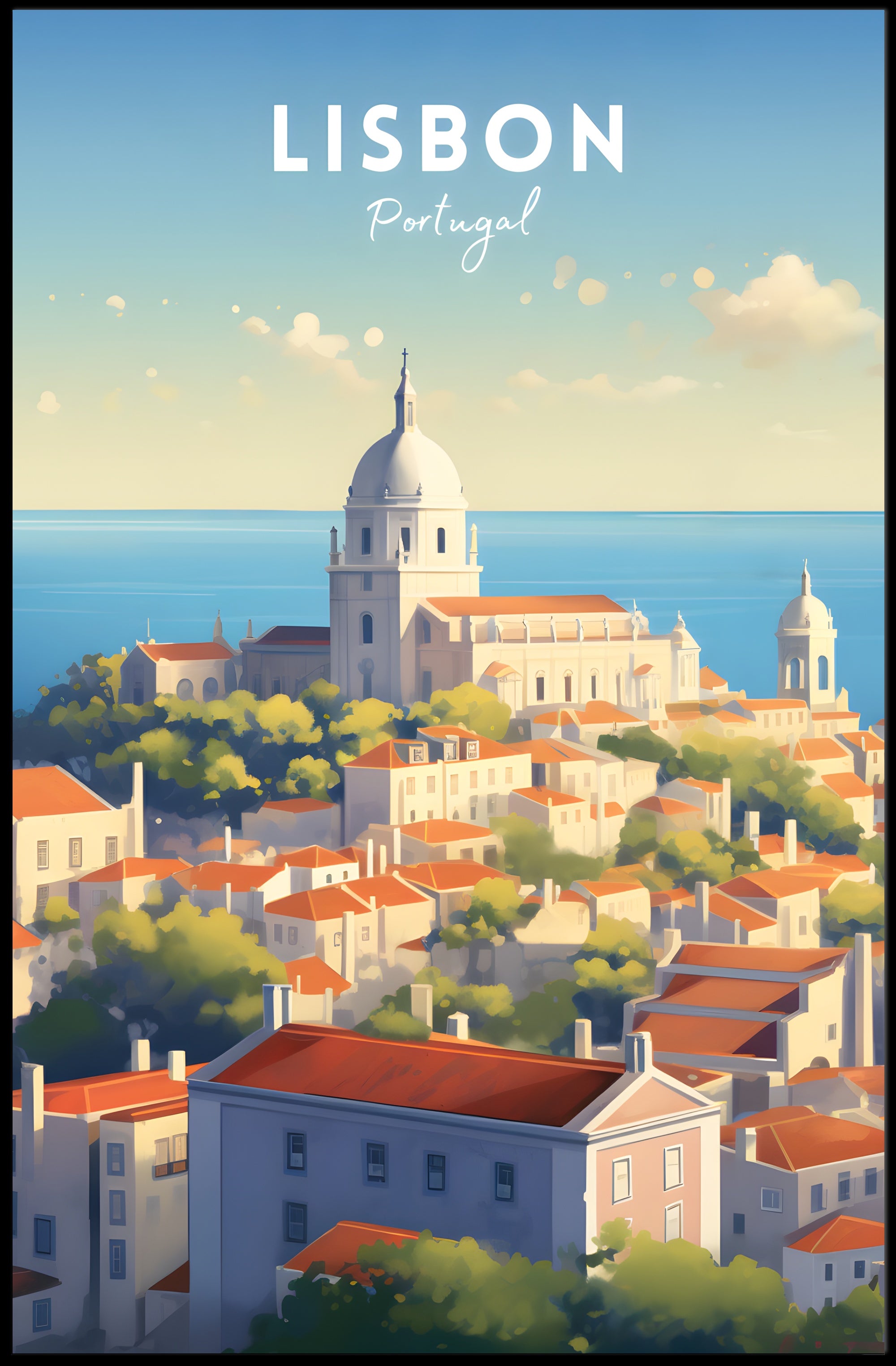 Lisbon Cityscape Coastal View Urban or Cityscape Poster