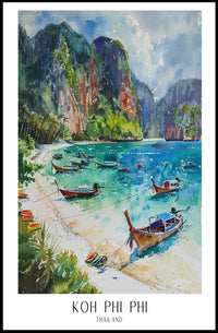 Koh Phi Phi Watercolor Travel Poster PosterGoat
