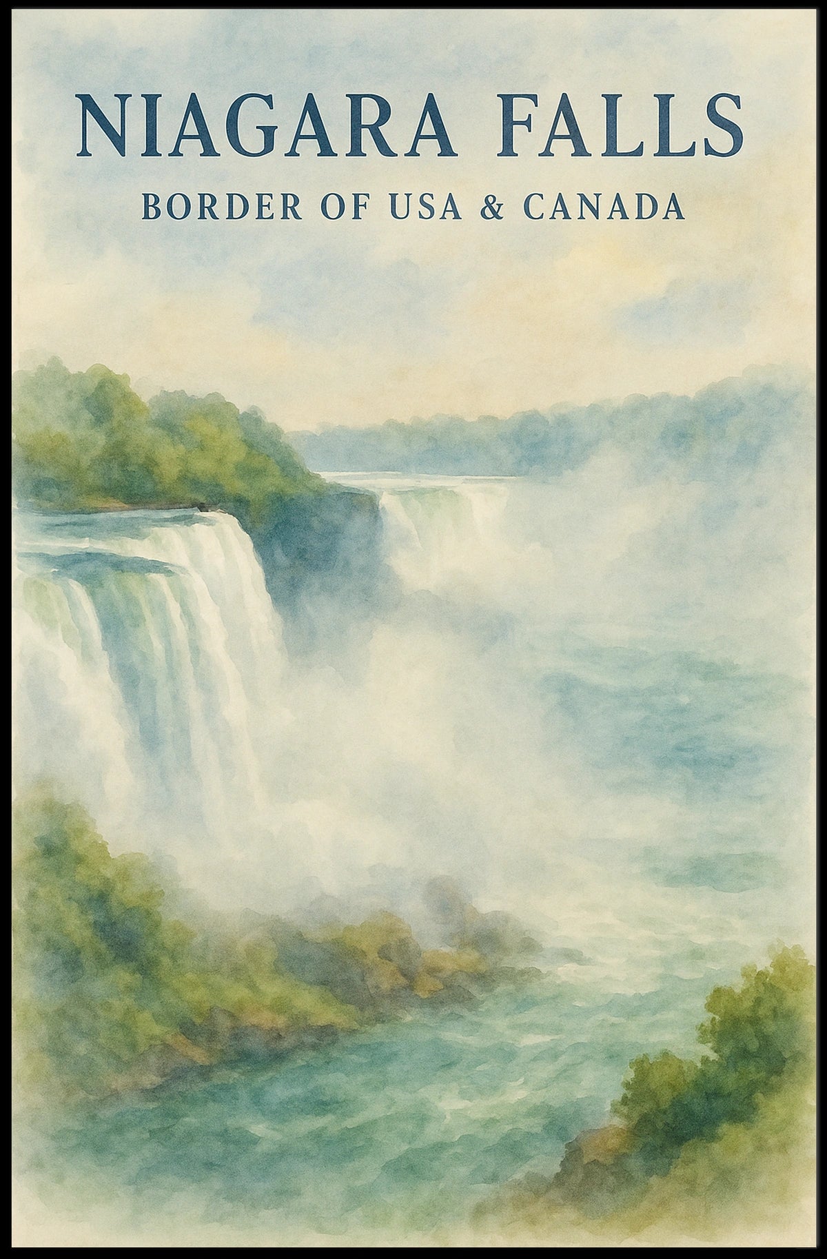 Niagara Falls Watercolor Dreamland National Park Poster