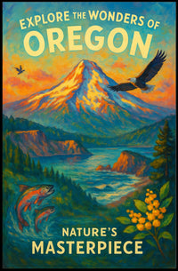 Oregon Poster Vibrant Landscape For Nature Adventurers