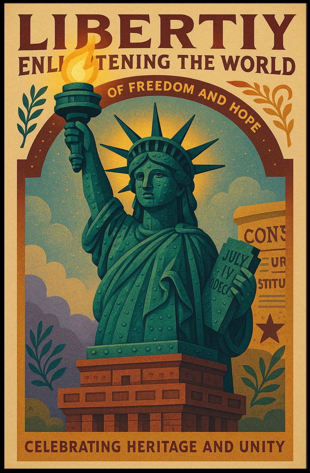 Liberty Torch Vintage Cultural Heritage Poster