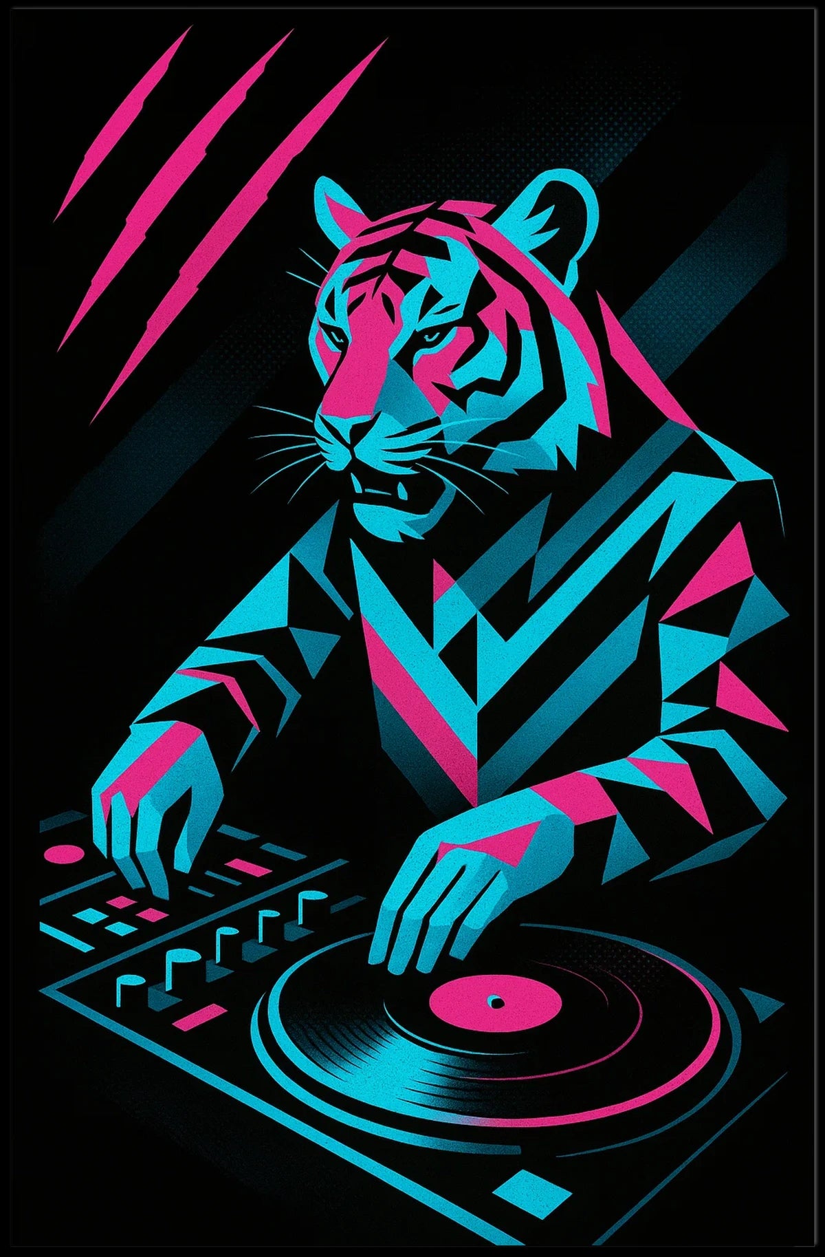 Neon Tiger Dj Poster