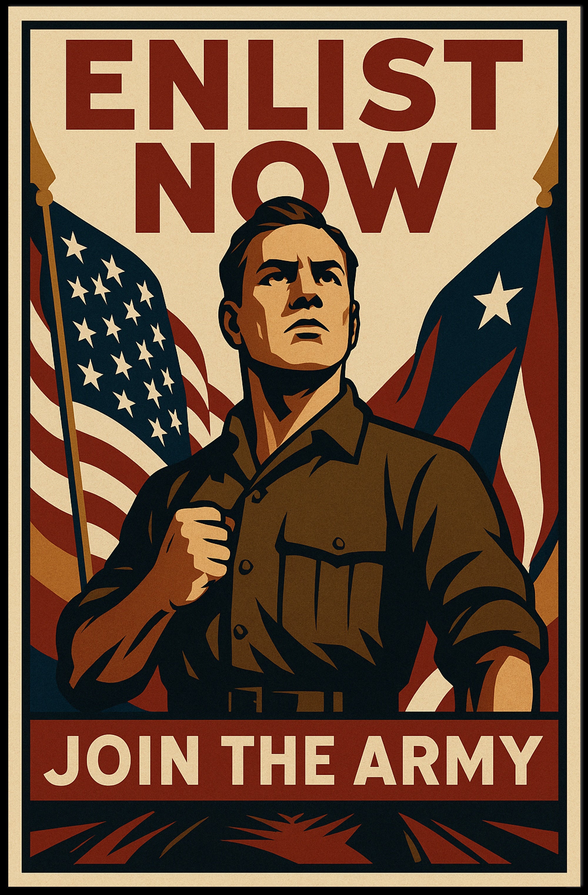 Patriotic US Army Vintage Military Recruitment Poster PosterGoat