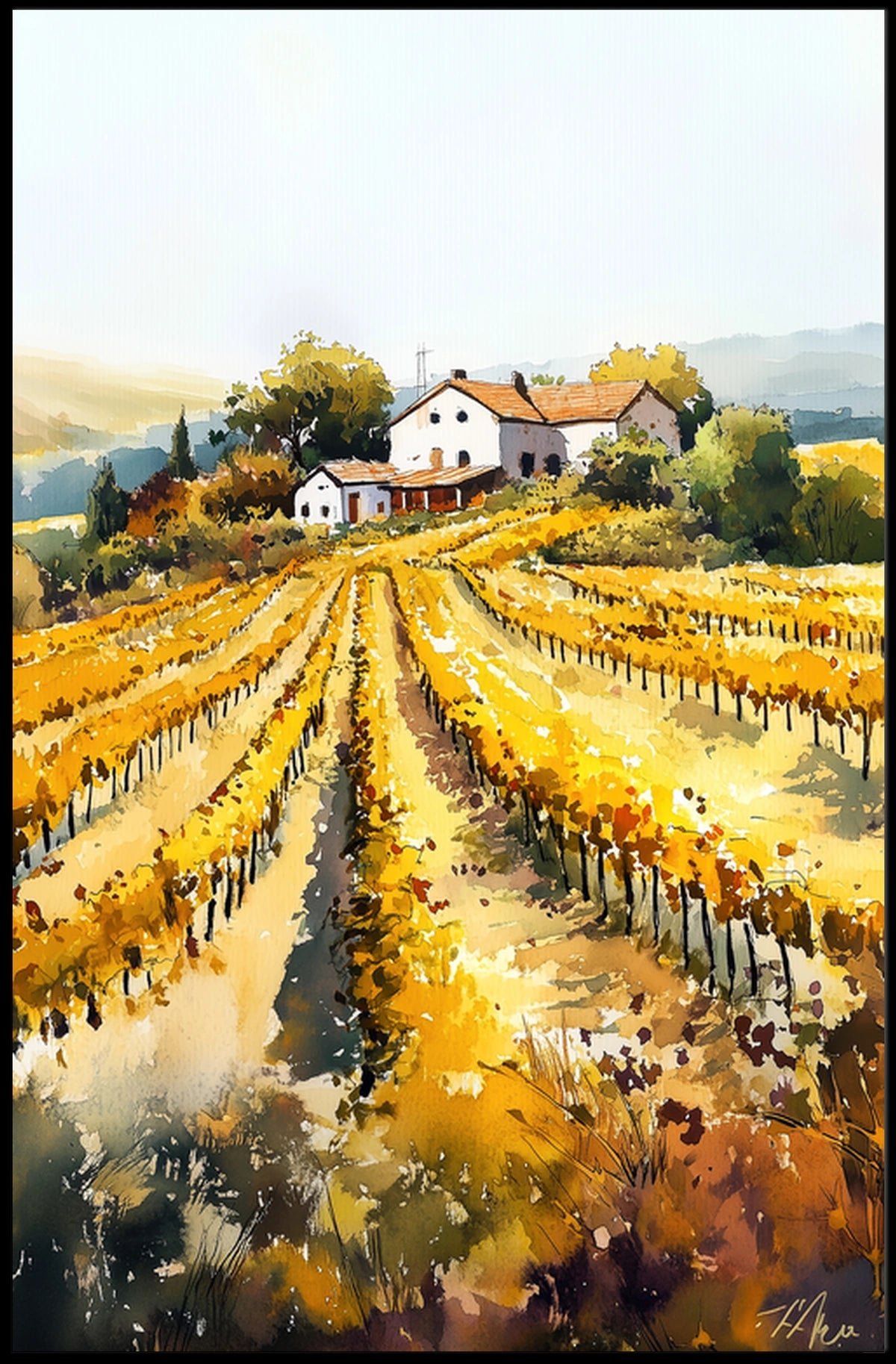 Moldova Rural Vineyard and Countryside View Poster