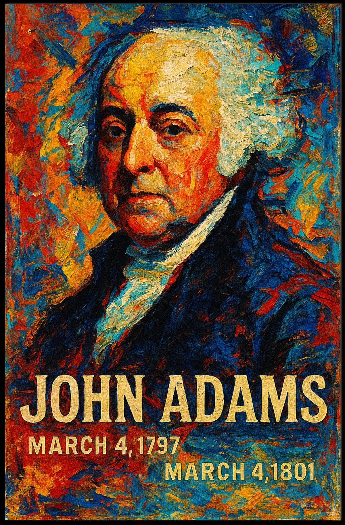 John Adams 2nd President of the United States Glitch Hop Art Poster