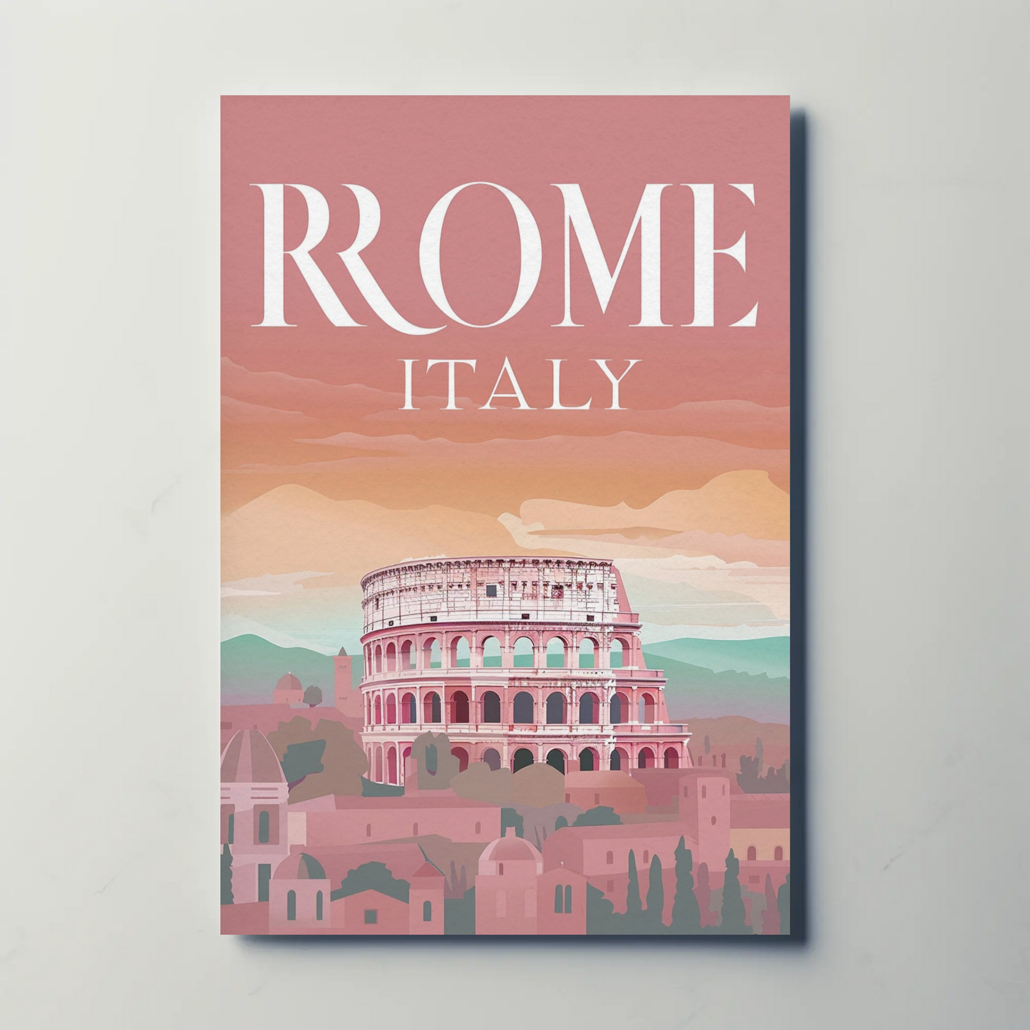 Rome Italy Vintage Colosseum Poster
