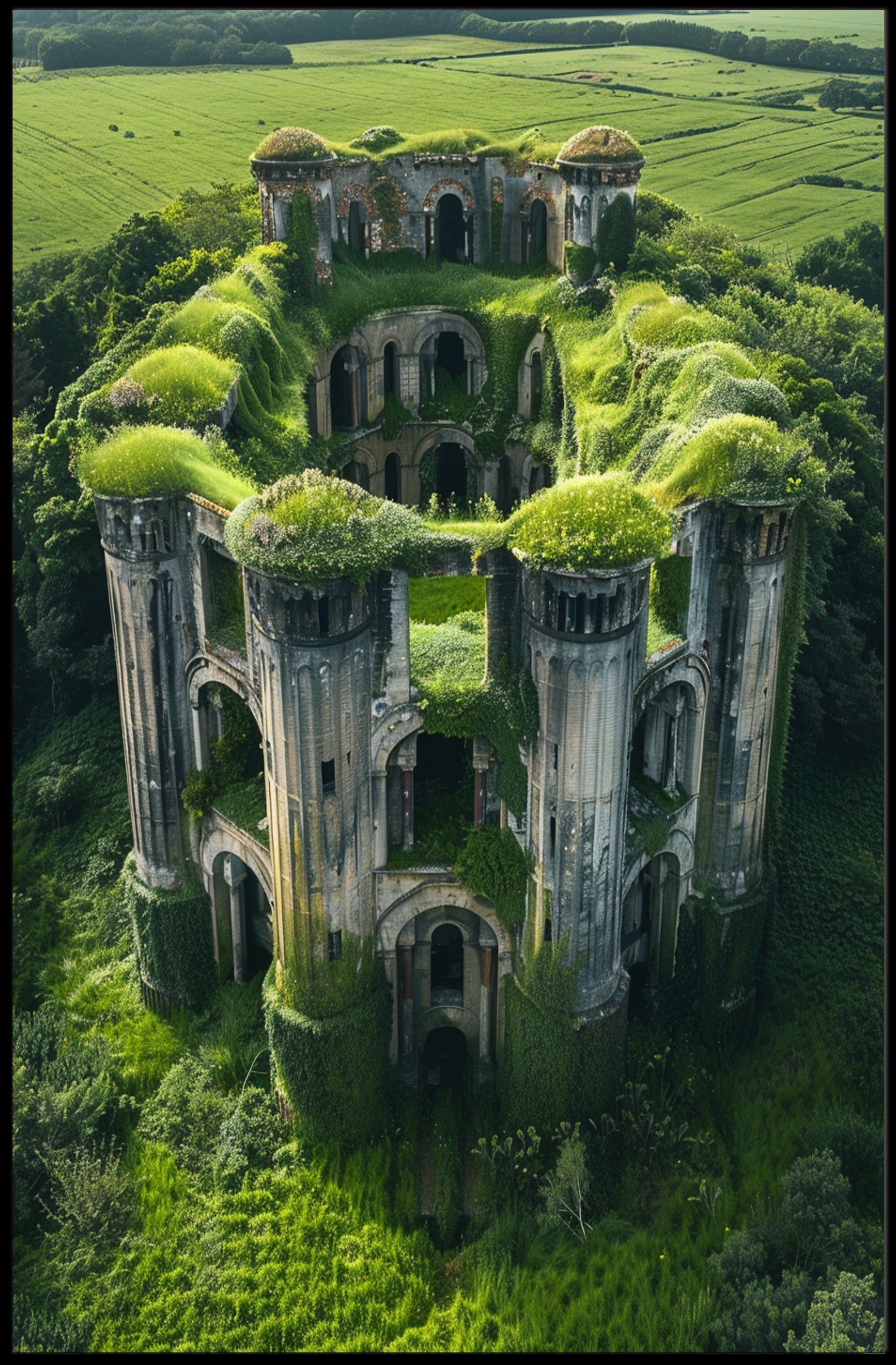 Ancient Fortress Ruins: Nature's Resilient Embrace Poster PosterGoat