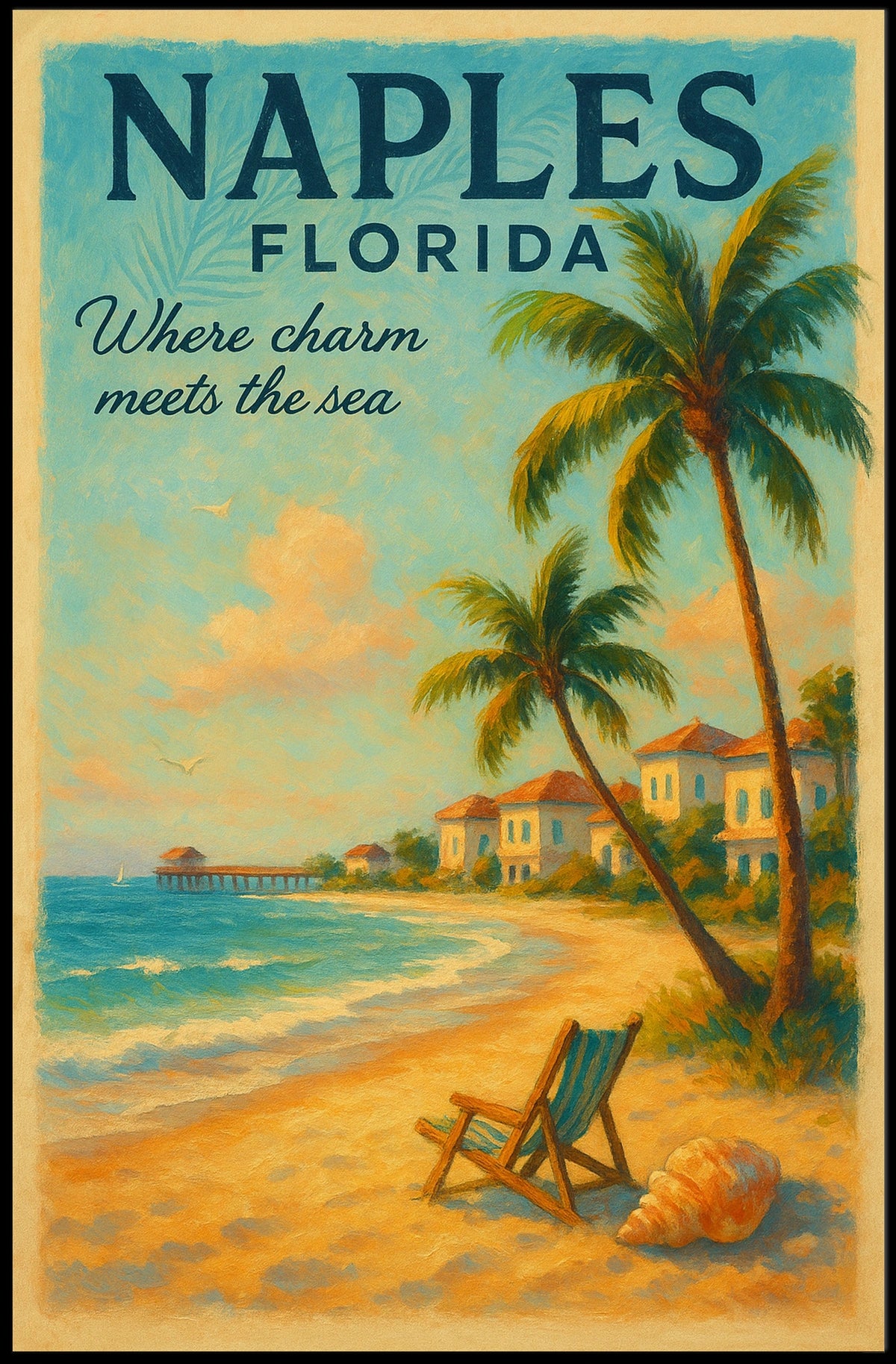 Serene Coastal Charm Vintage Poster: Naples, Florida