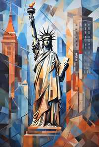 Statue of Liberty City Icon Poster Abstract Wall Art