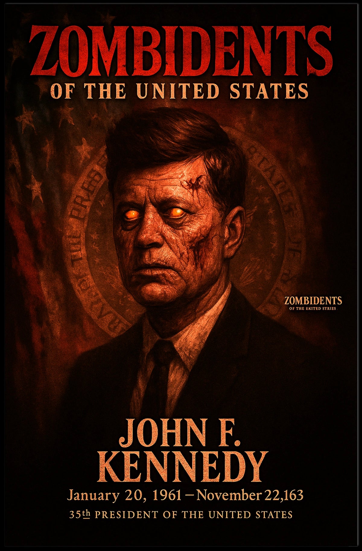 John F. Kennedy 35th President of the United States Zombidents Poster Series