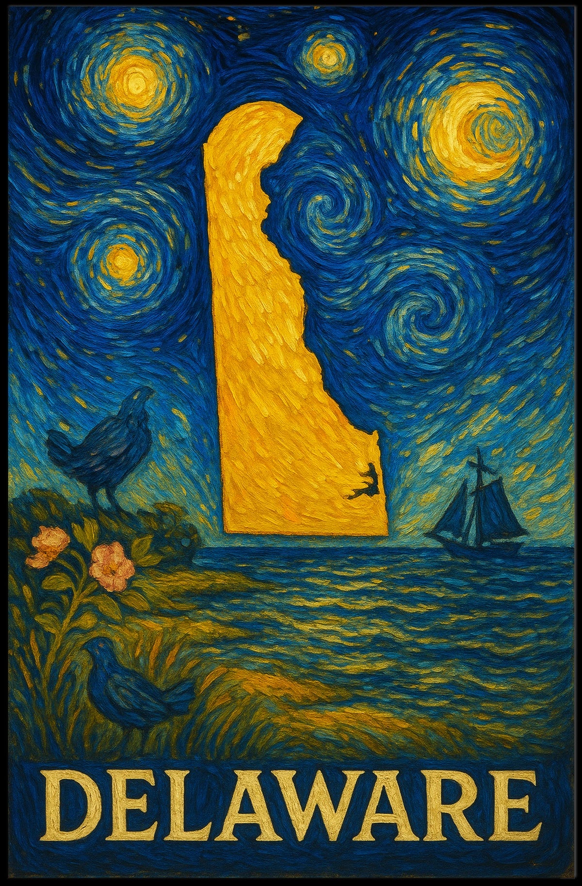 Delaware's Artistic Nightscape Travel Poster