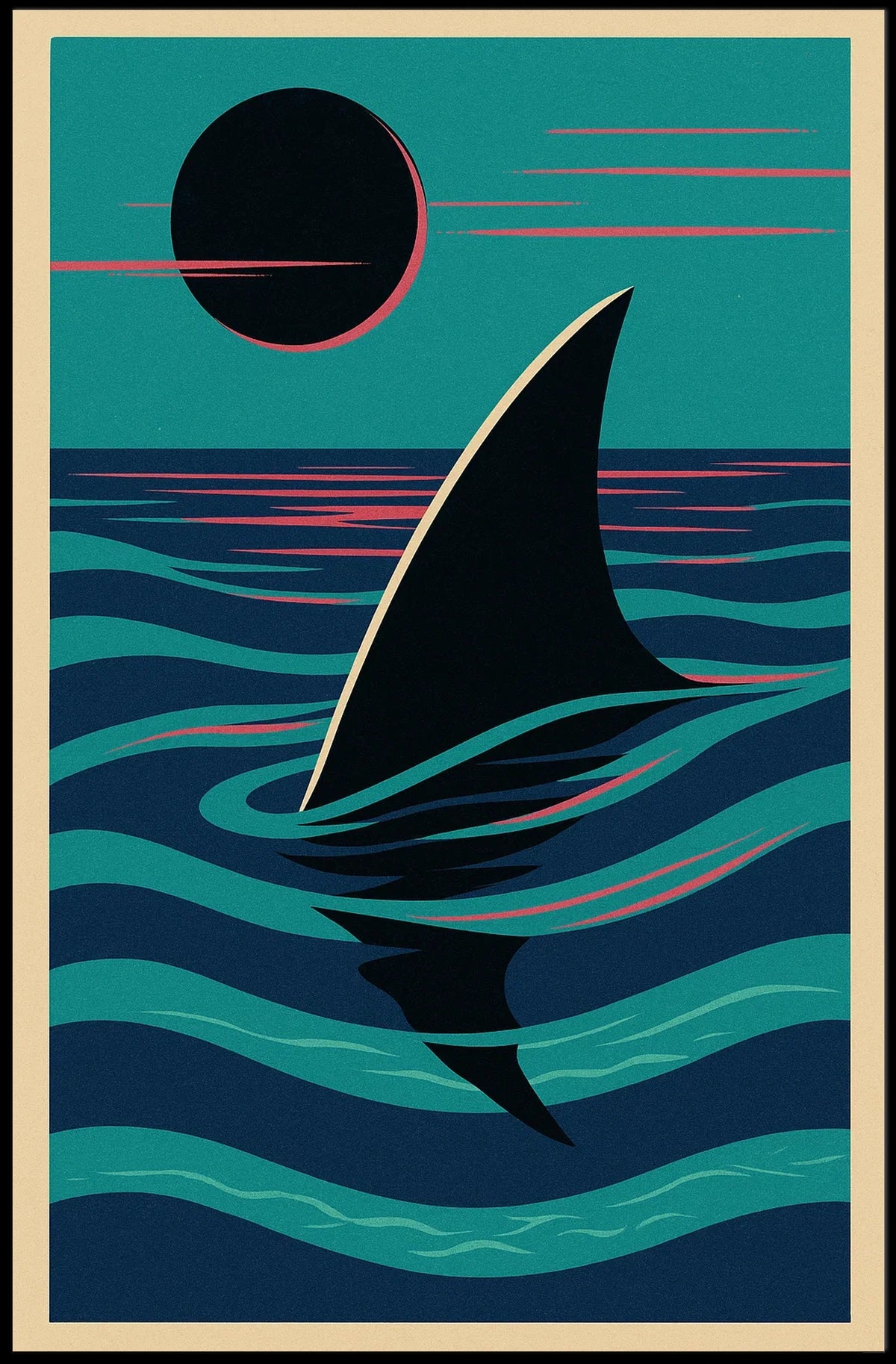 Serene Waters Shark Fin At Dusk Poster