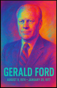 Gerald Ford 38th President of the United States Neon Gradient Overlay Poster