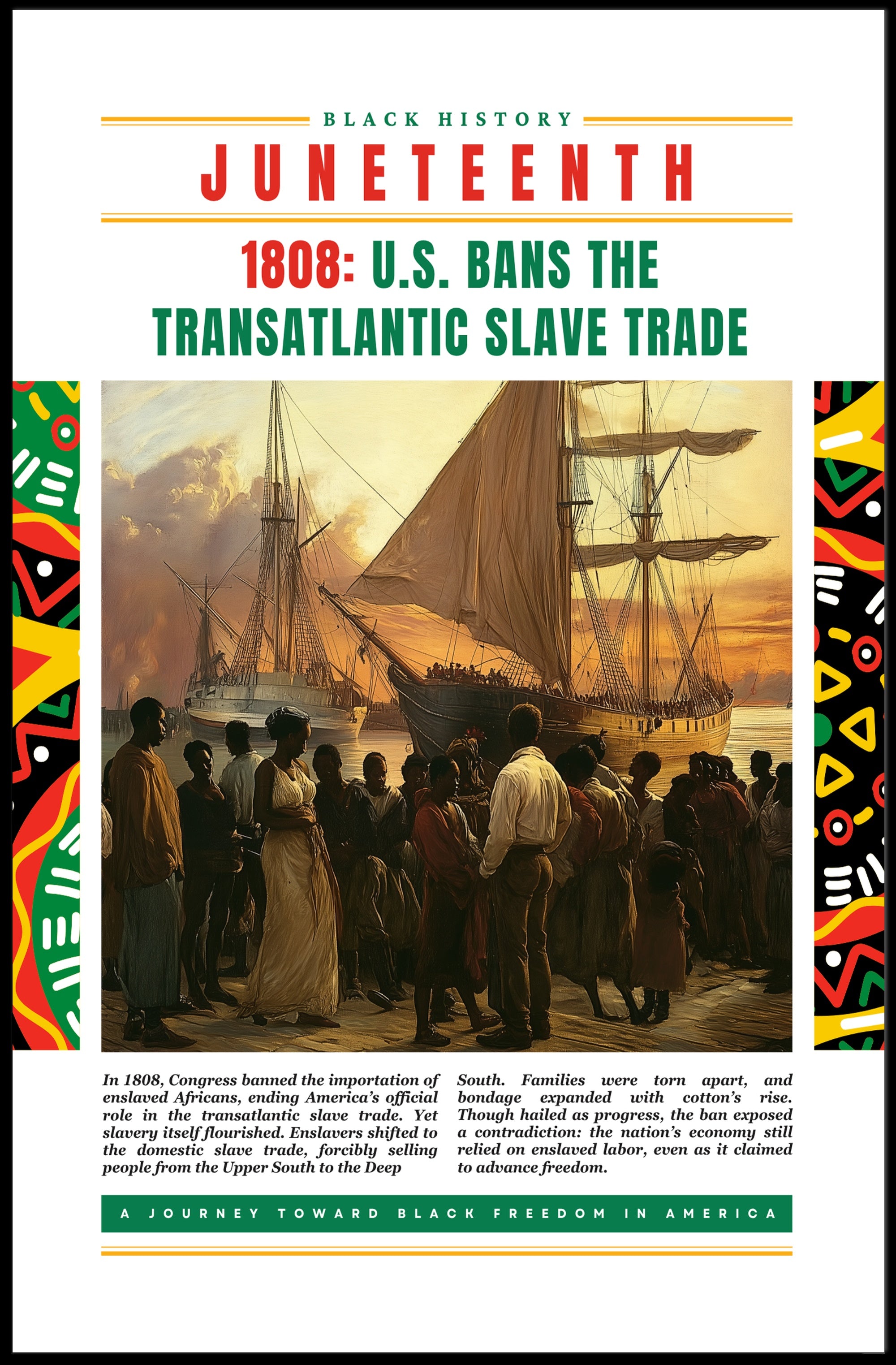Black History Slave Trade Ban Educational or Infographic Poster