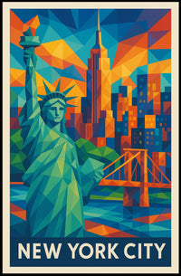 New York City Poster Modern Iconic Travel Wall Art