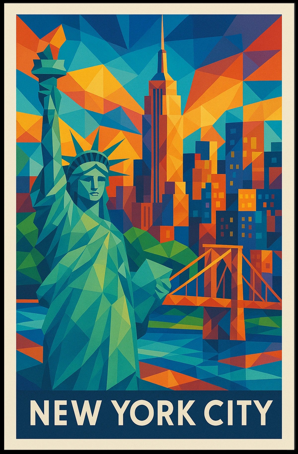 New York City Poster Modern Iconic Travel Wall Art