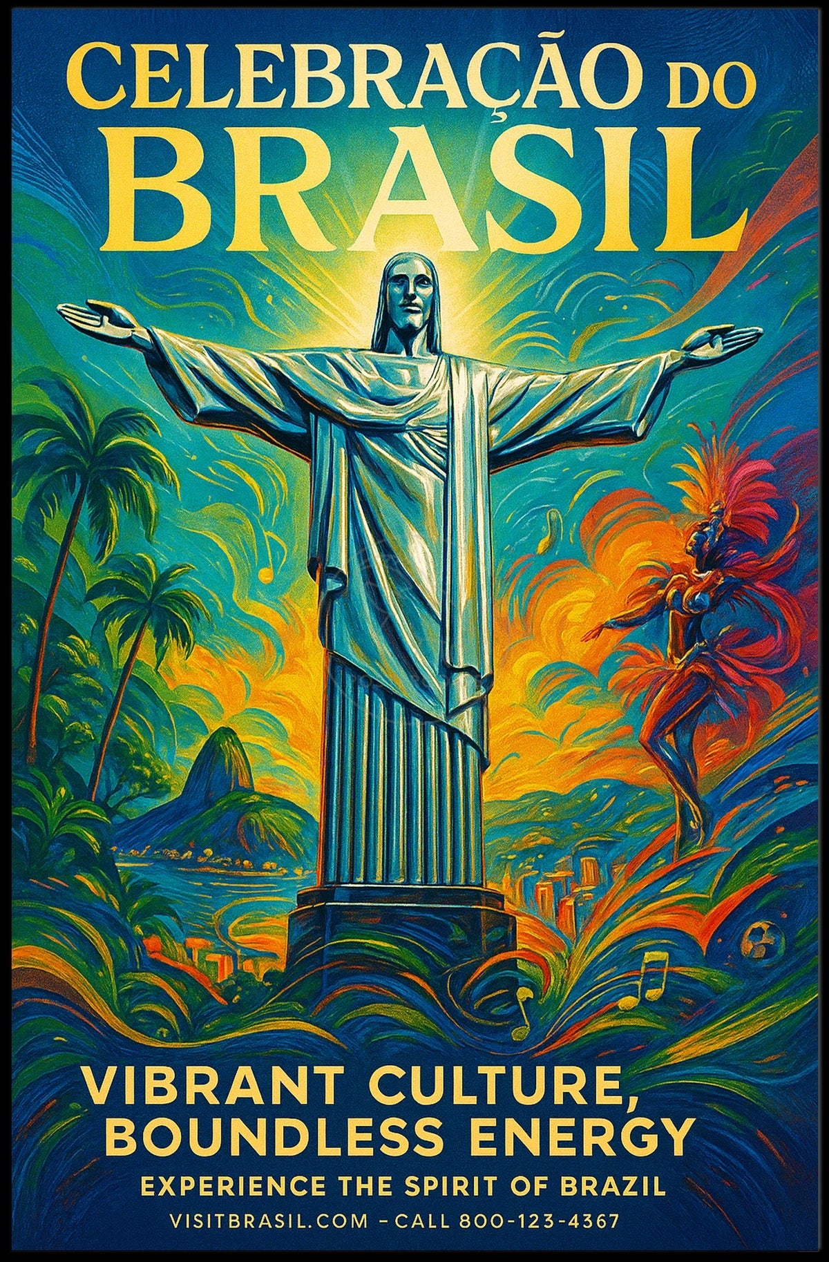 Celebration of Brazil vibrant cultural heritage poster