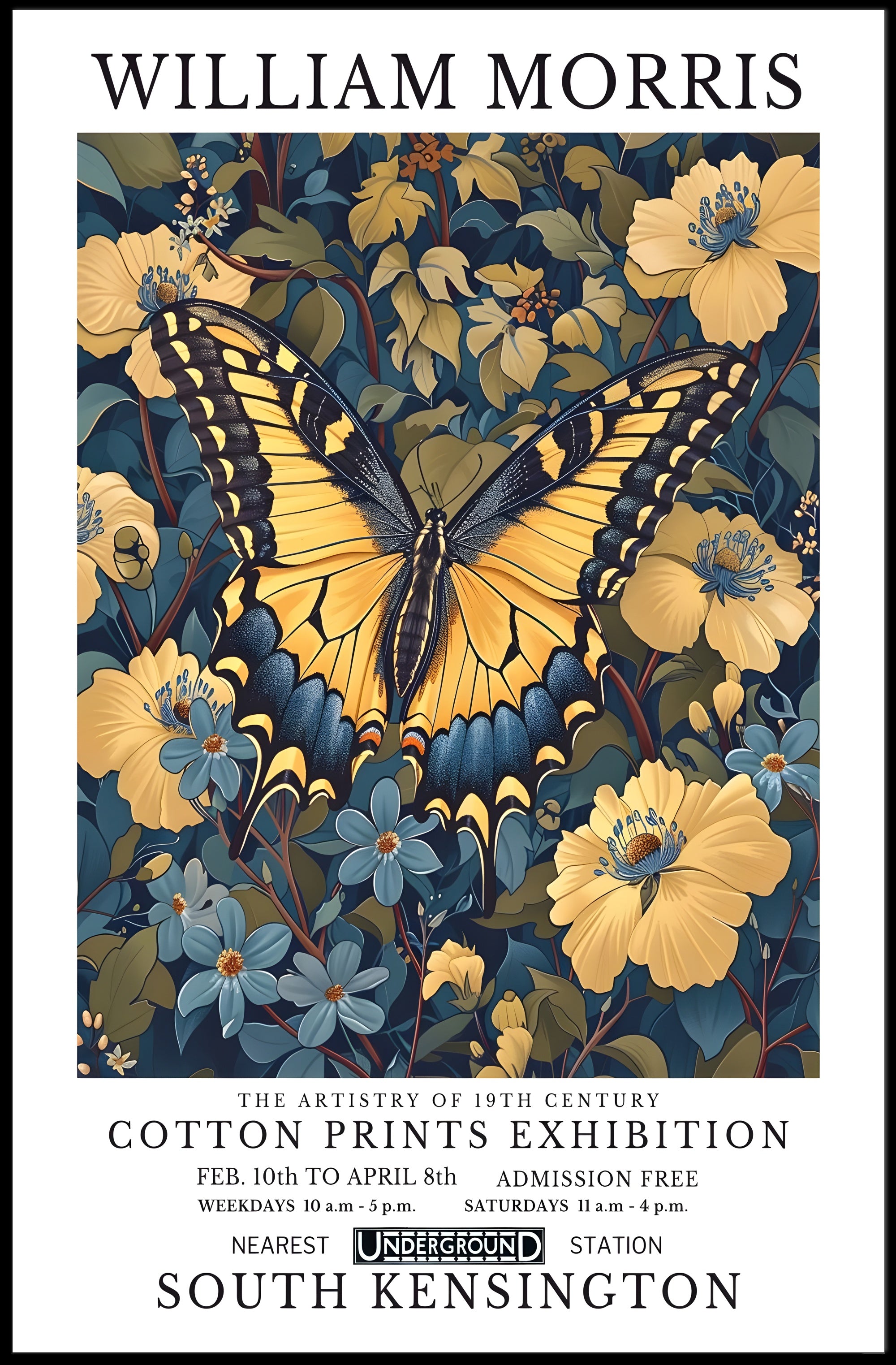 William Morris Butterfly and Floral Heritage Artistic Poster