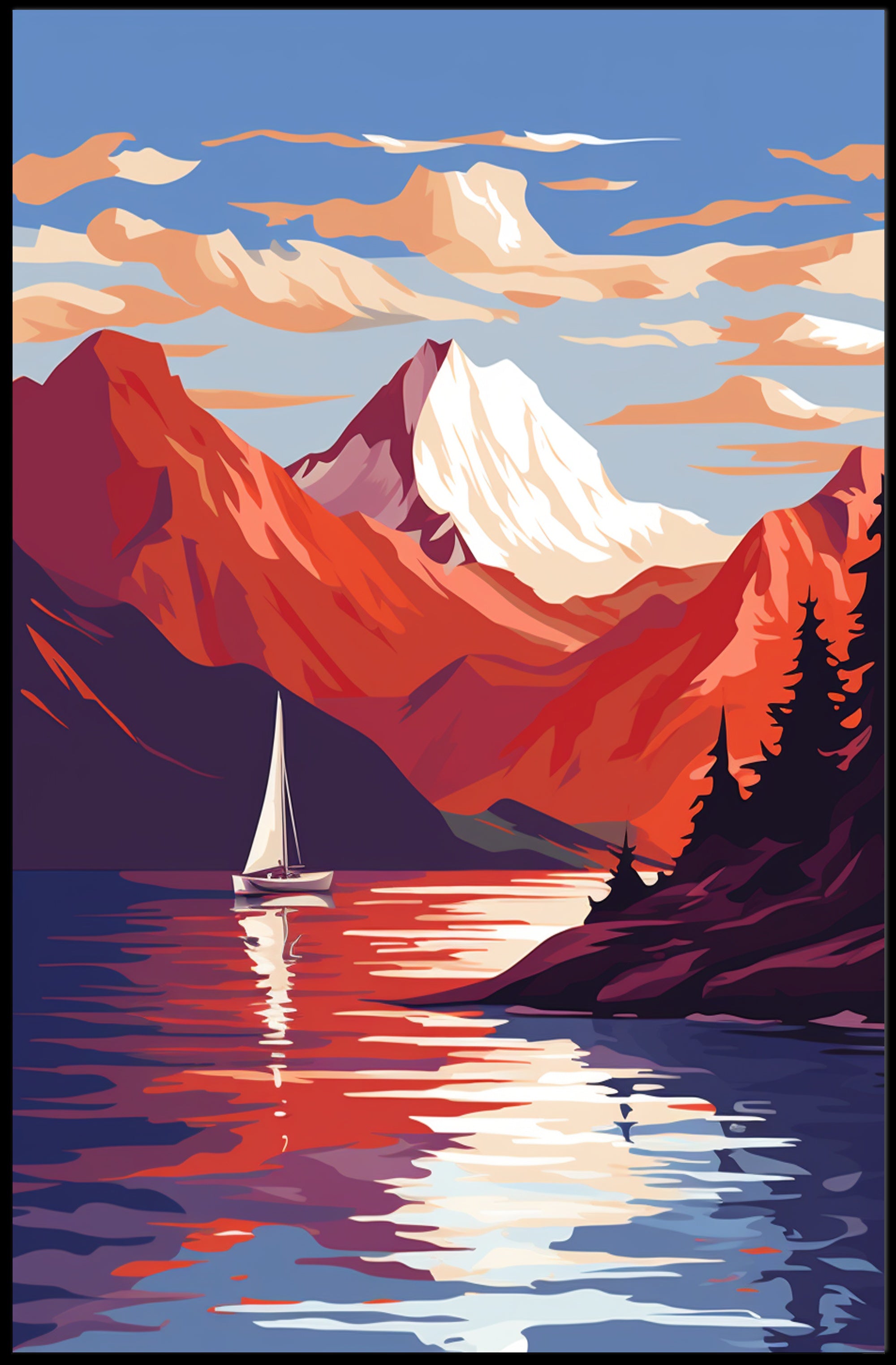 Tranquil Mountain Lake Poster PosterGoat