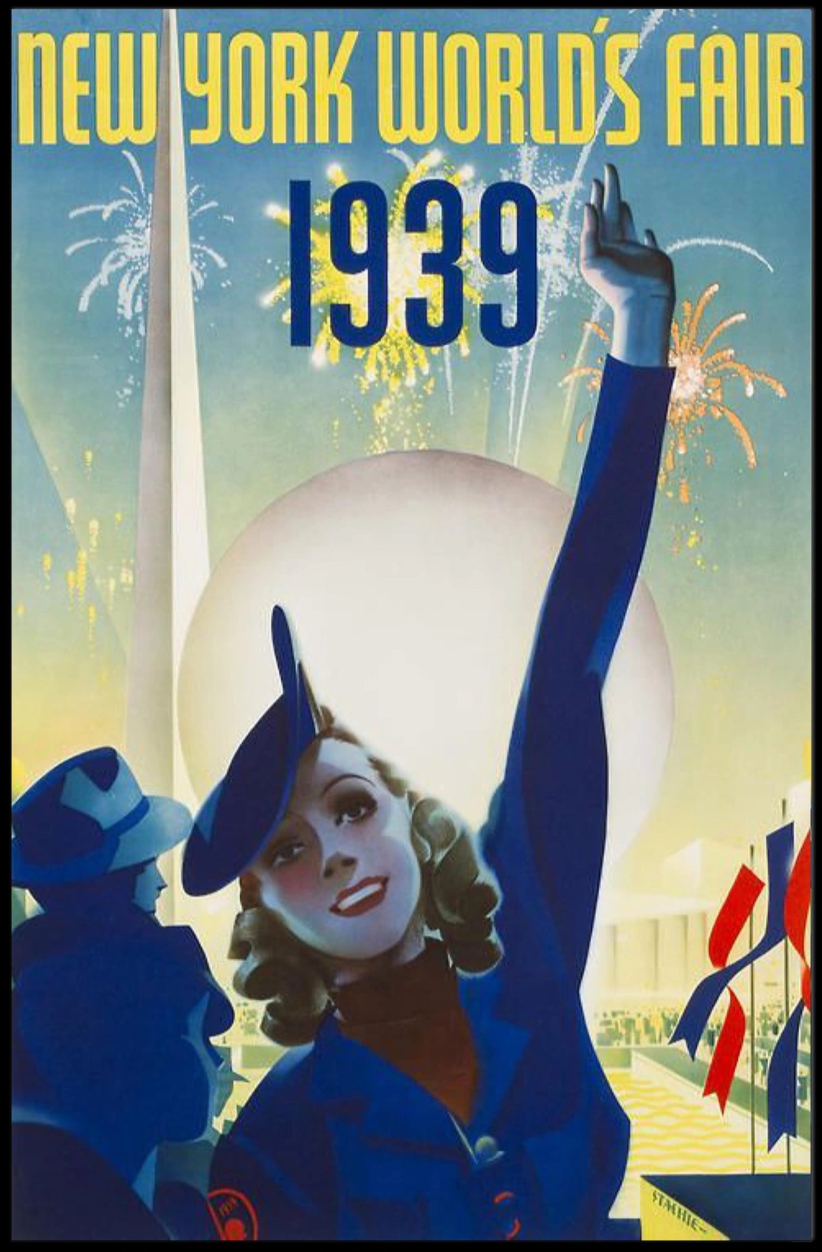 1939 New York Worlds Fair Heritage Poster Vintage Wall Art