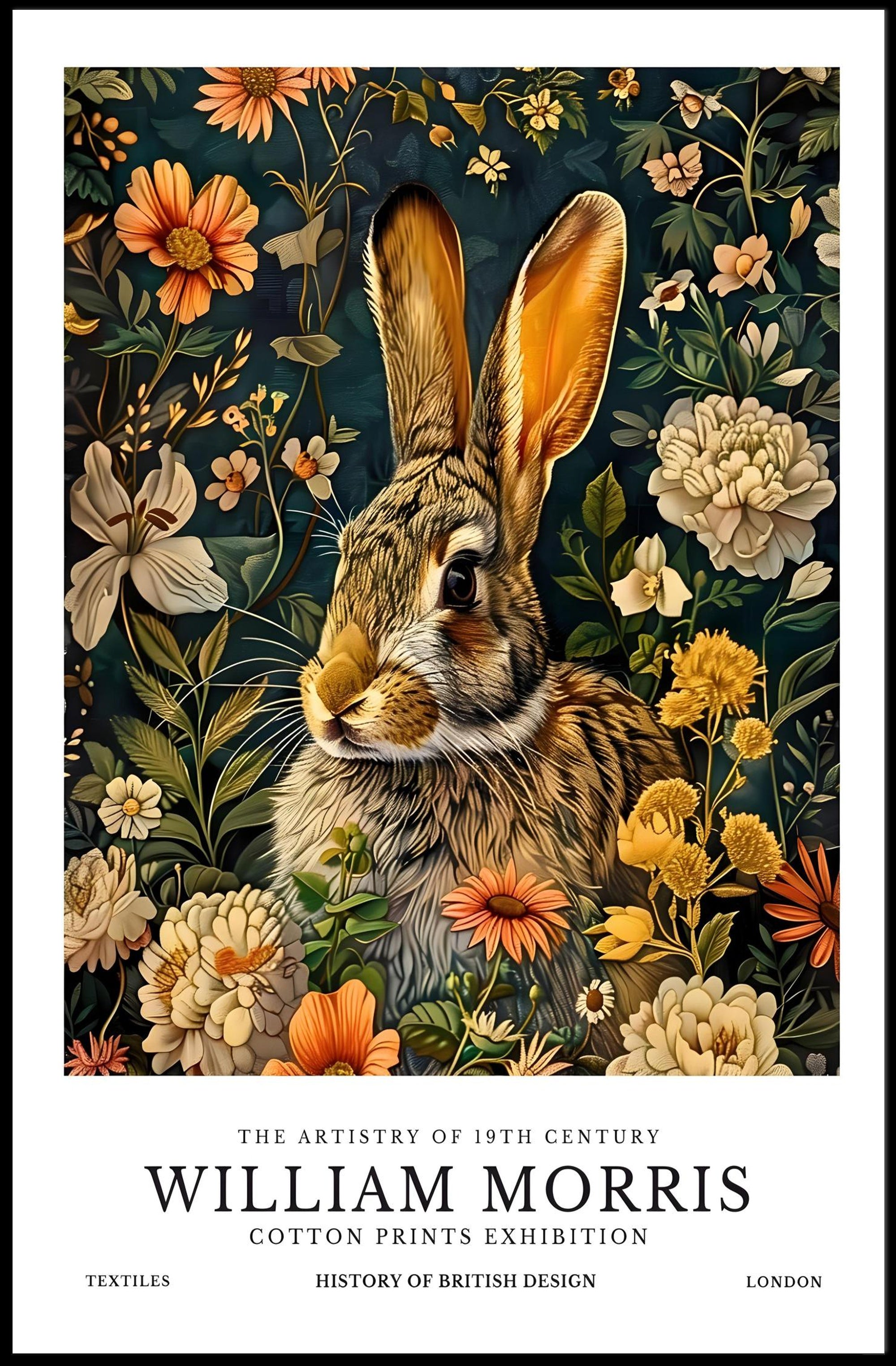 Elegant Rabbit Design Celebrates British Cultural Heritage Poster