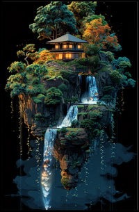 Tranquil Oasis Sky Floating Island Surrealism Poster