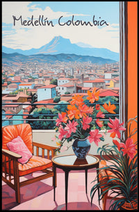 Medellín Balcony View with Vibrant Cityscape Poster