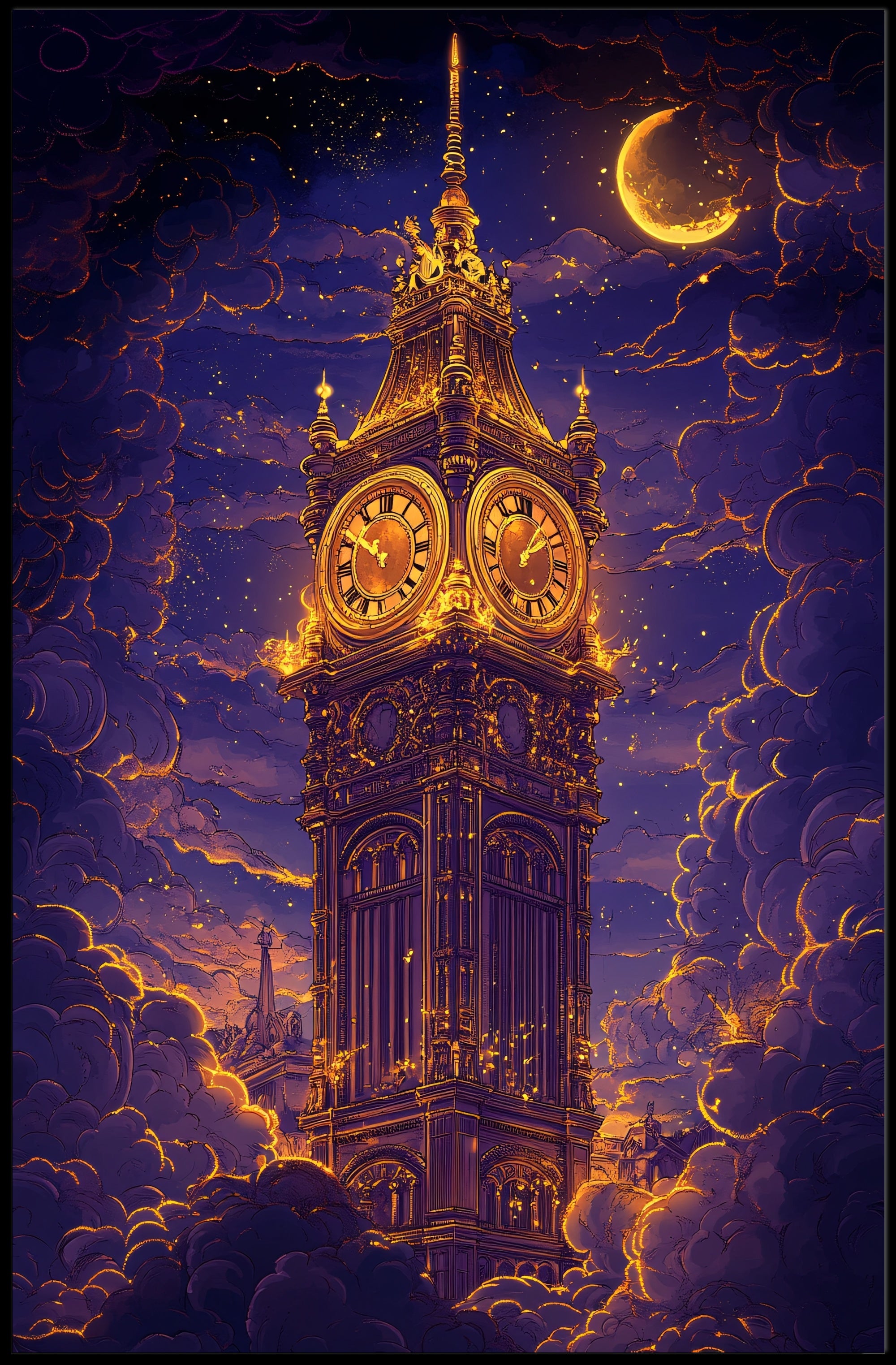 Big Ben Under a Dreamy Night Fantasy Poster