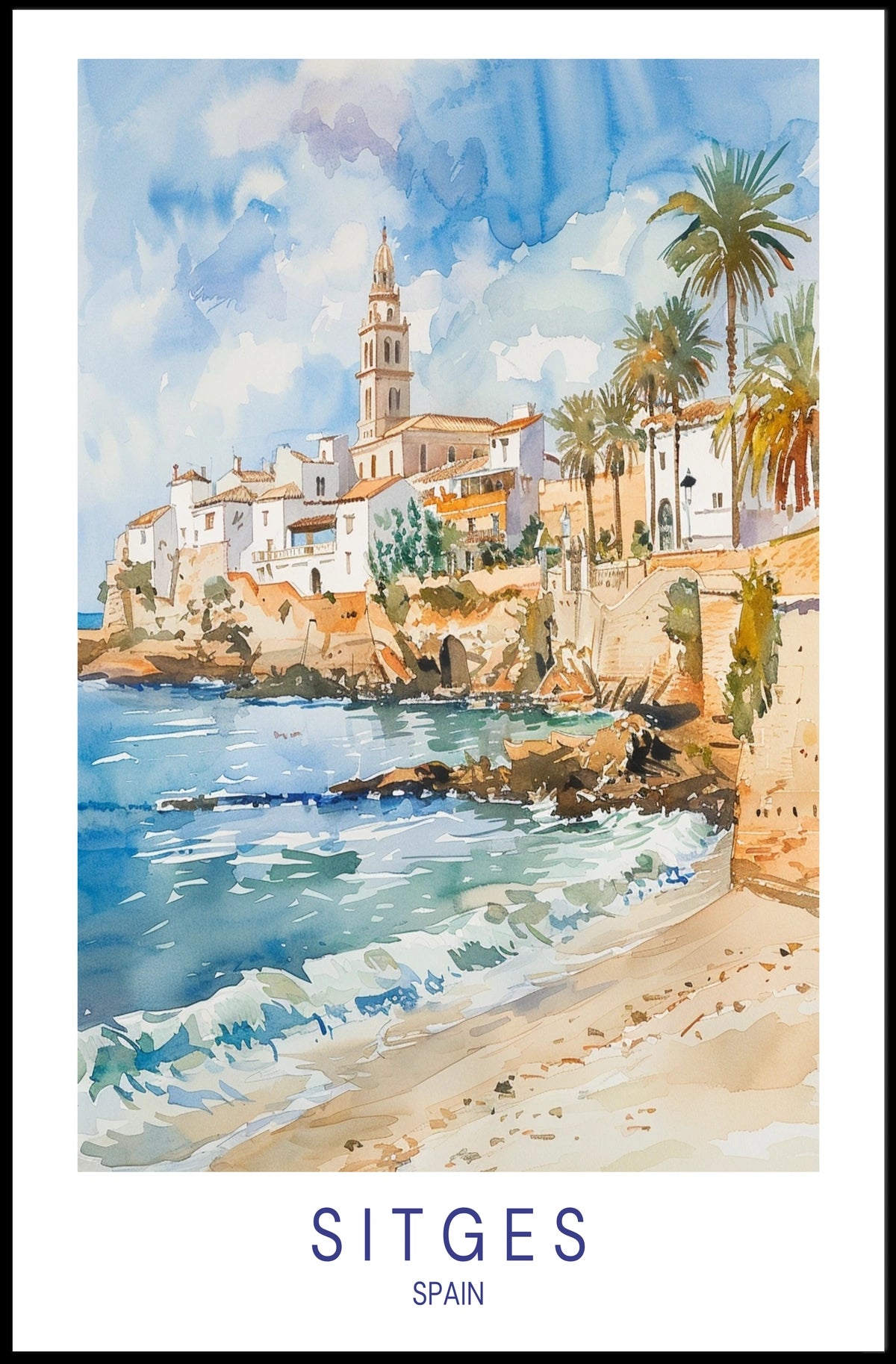 Sitges, Spain Coastal Charm Poster