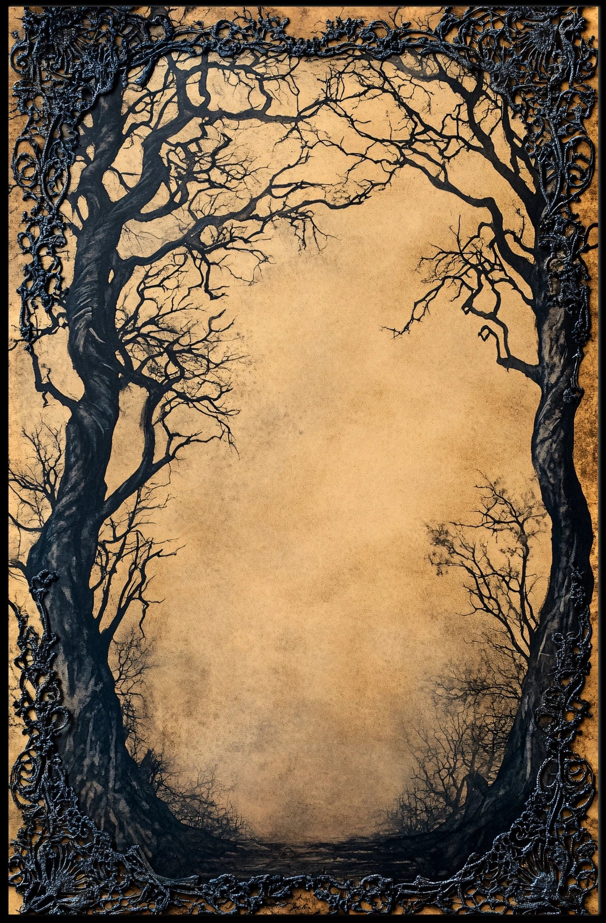 Haunting Sepia Gothic Forest - Abstract, Artistic, or Pop Culture Poster