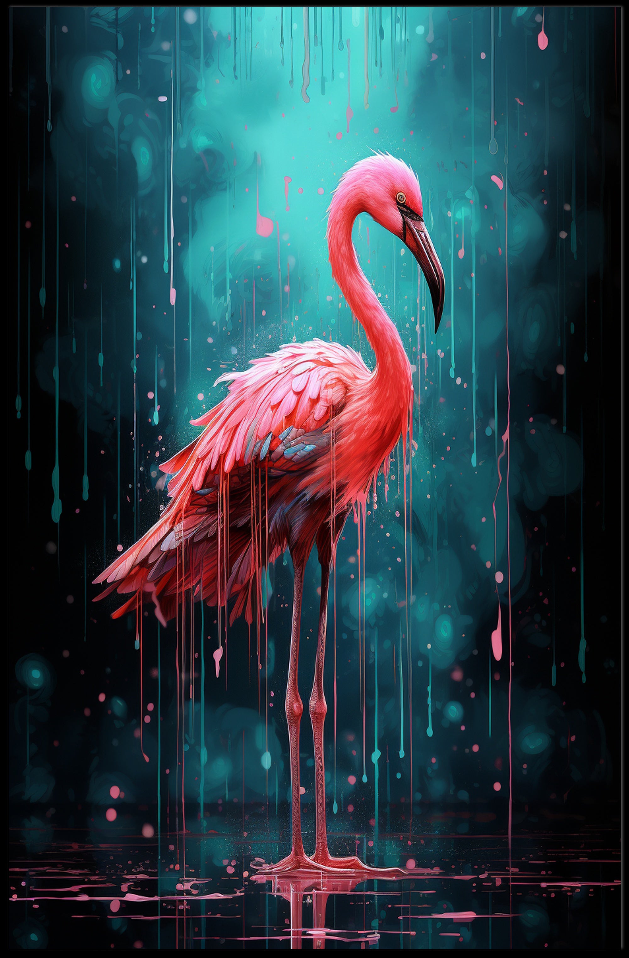 Vivid Flamingo Art Poster
