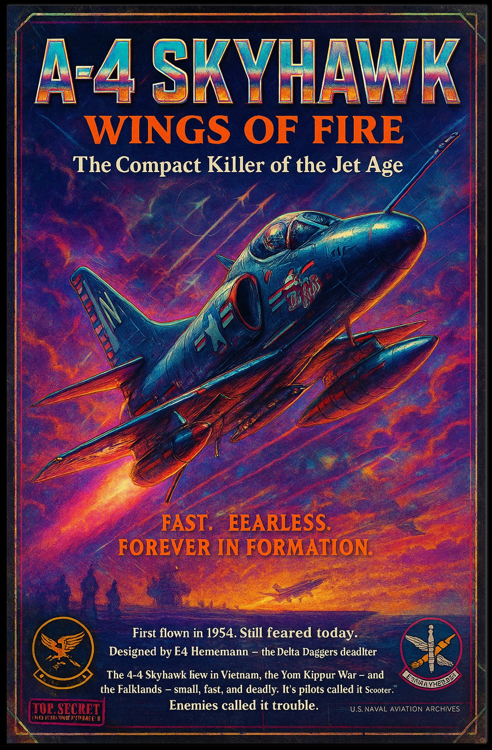 A-4 Skyhawk Jet: Vintage Military Aviation Poster