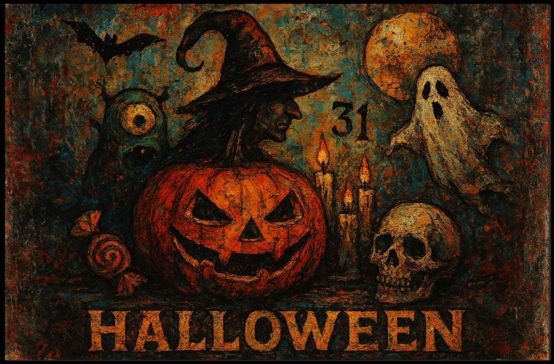 Halloween Night Gothic Spooky Digital Painting Poster