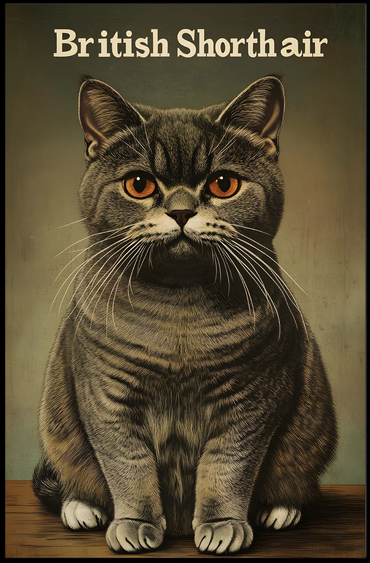 British Shorthair Cat Photography Realism Artwork Poster