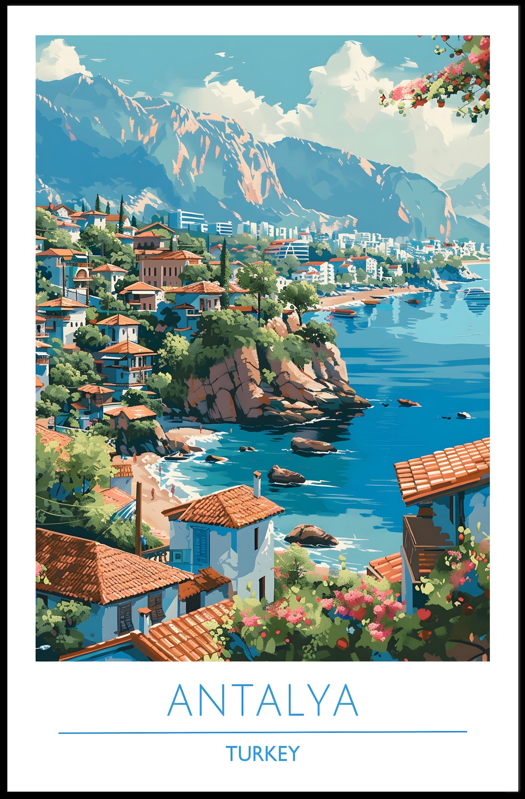 Scenic Antalya Coastal Cityscape Travel Poster
