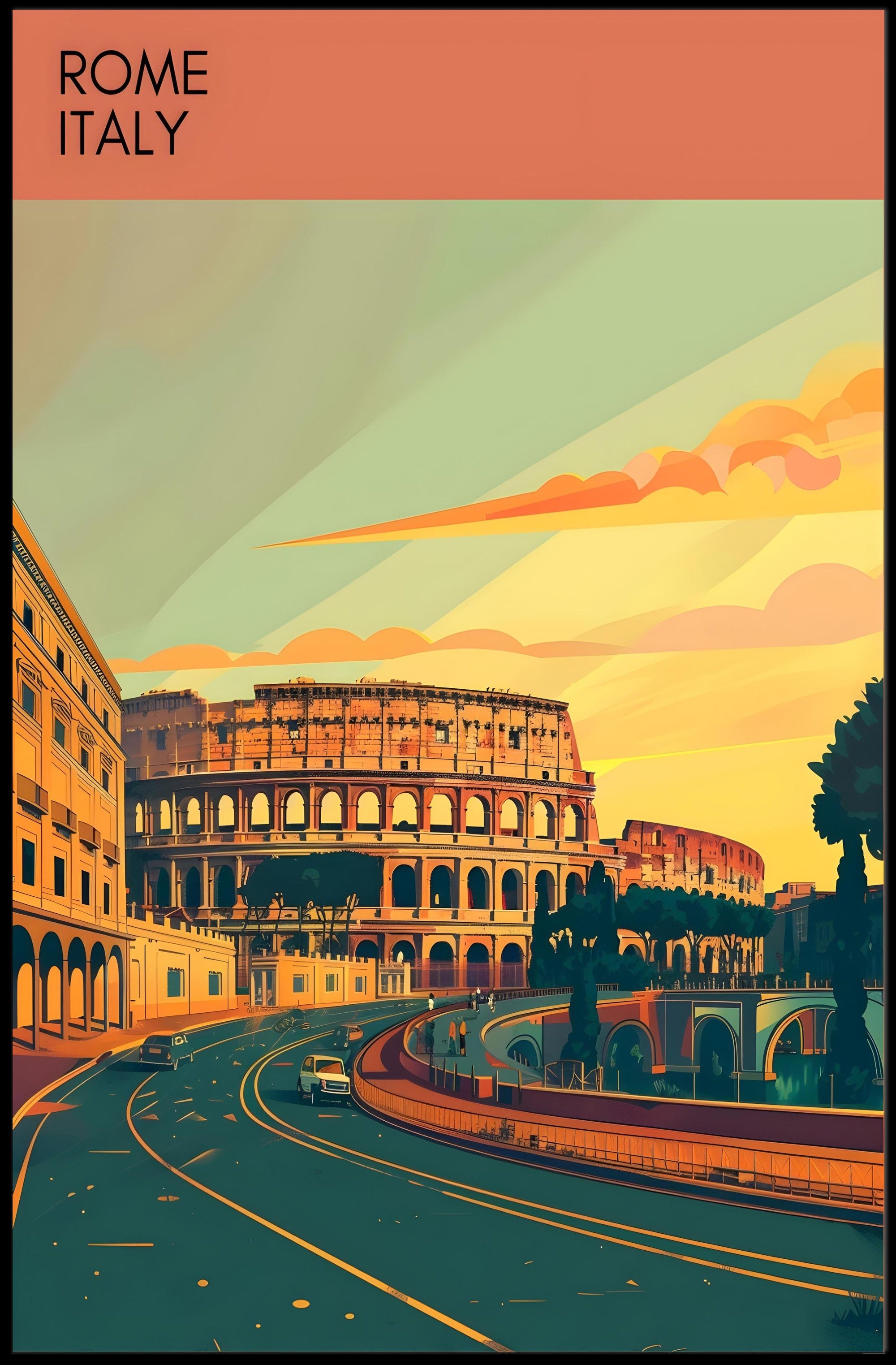 Rome Colosseum Urban Landscape Travel Poster