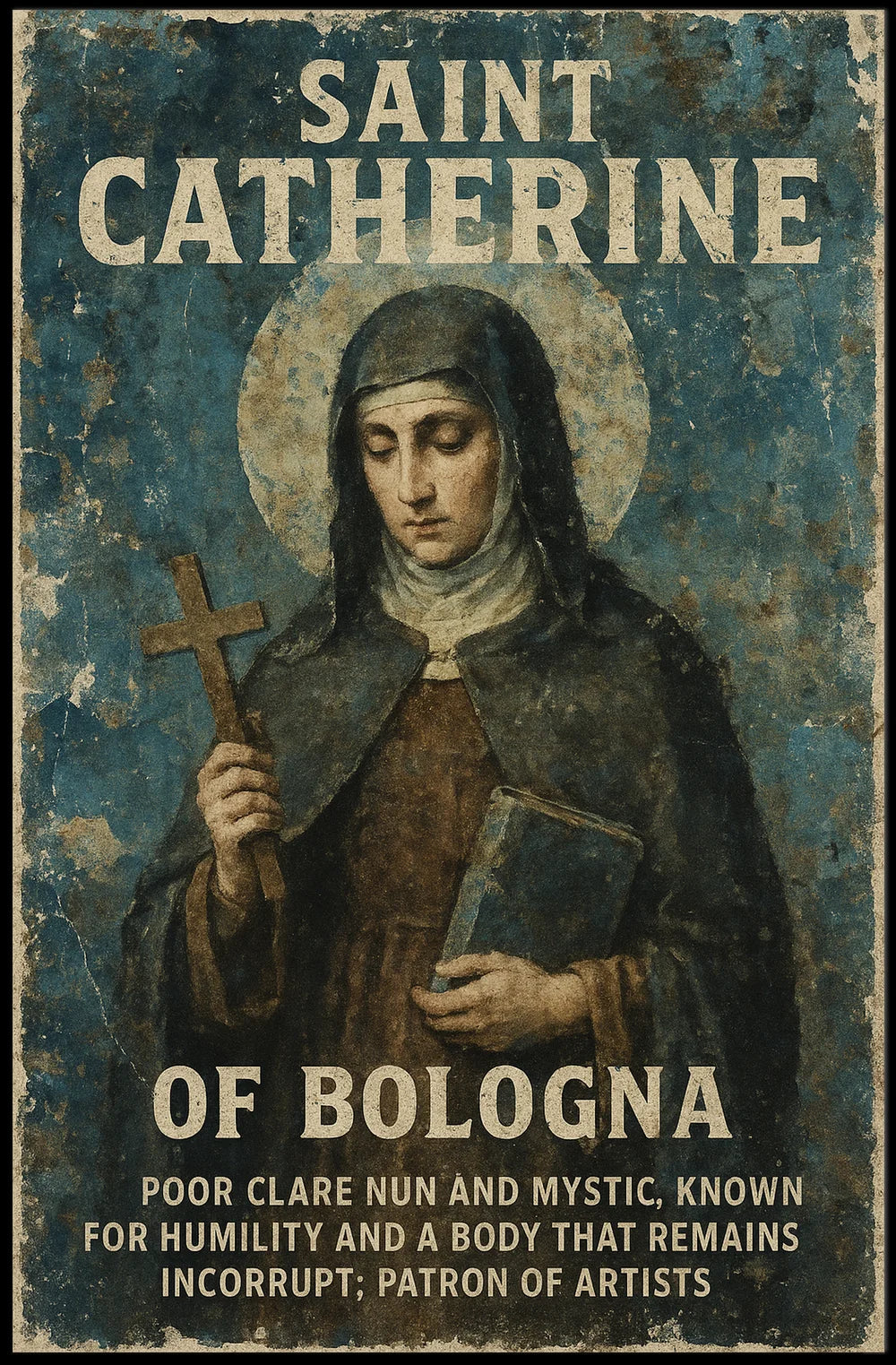 Saint Catherine of Bologna Vintage Religious Art Poster