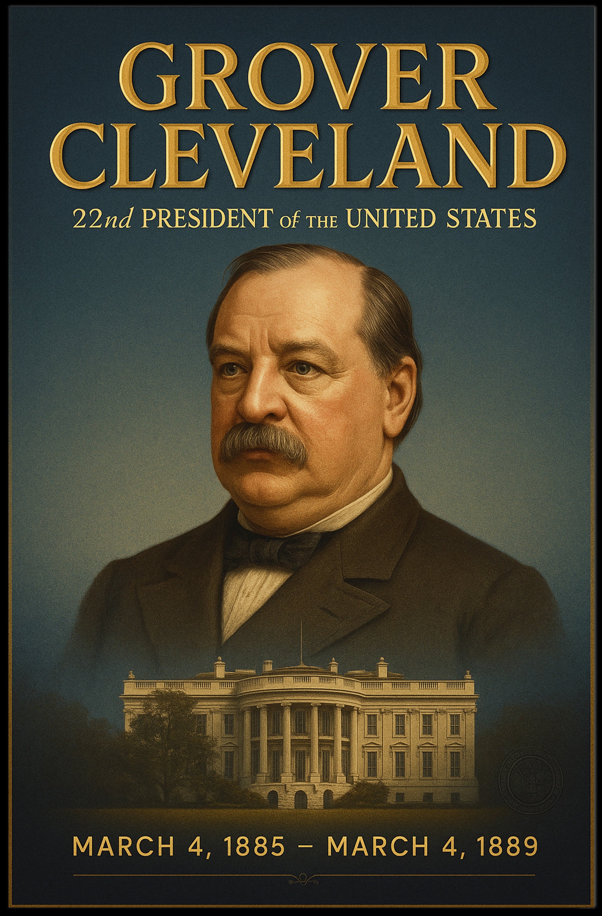 Grover Cleveland Vintage American Presidential Historical or Presidential Poster PosterGoat