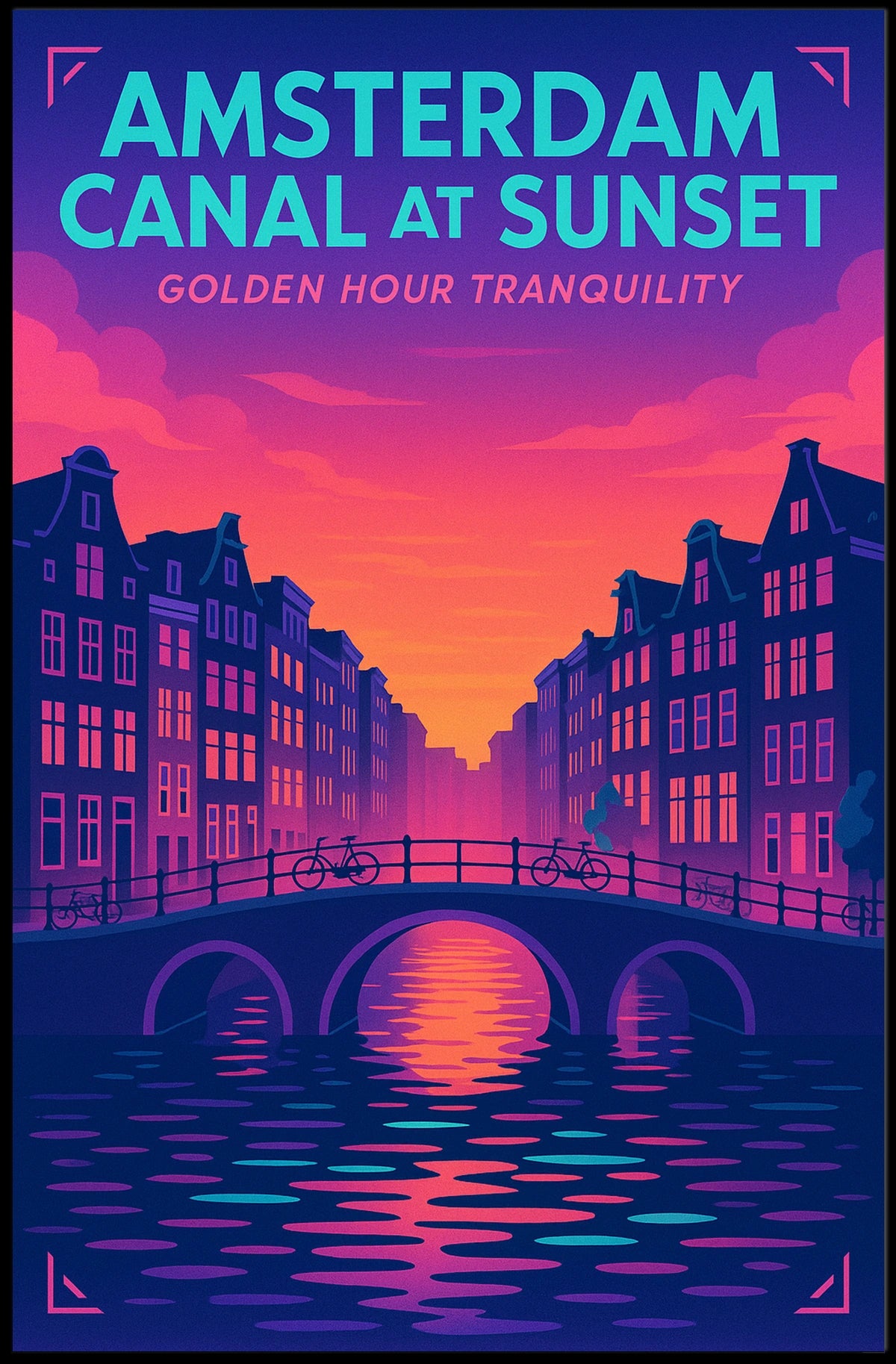 Amsterdam Canal At Sunset Poster