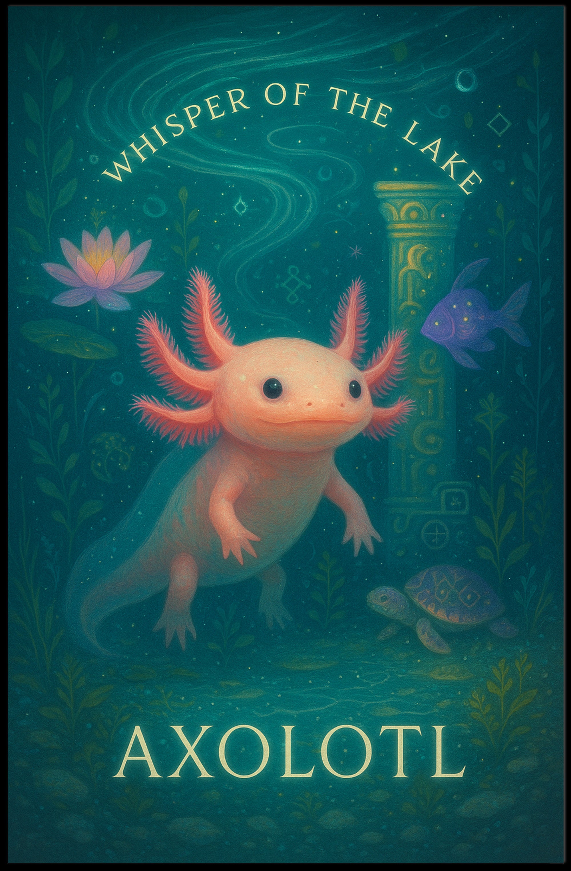 Axolotl Whimsical Poster Whisper Of The Lake Print
