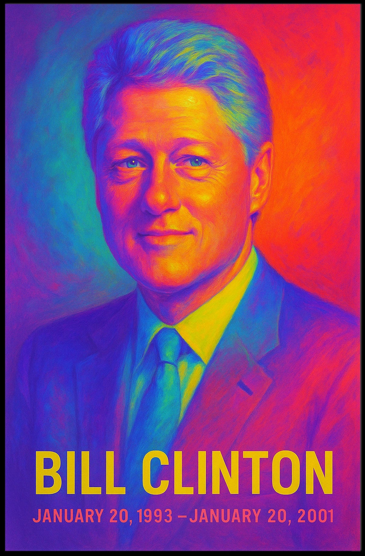 Bill Clinton 42nd President of the United States Neon Gradient Overlay Poster