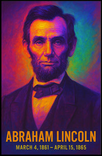Abraham Lincoln 16th President of the United States Neon Gradient Overlay Poster