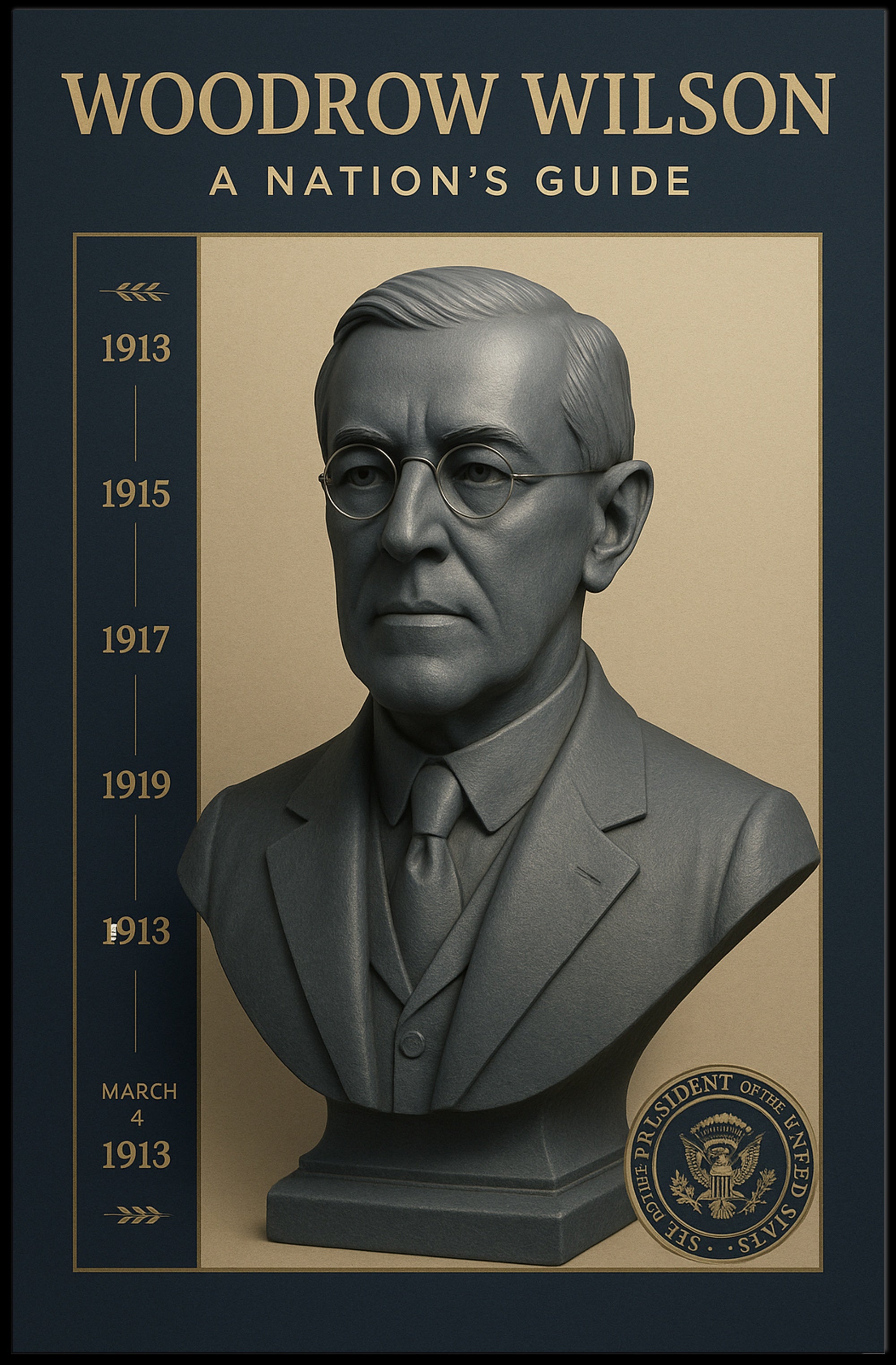 Woodrow Wilson Bust Vintage Historical or Presidential Poster