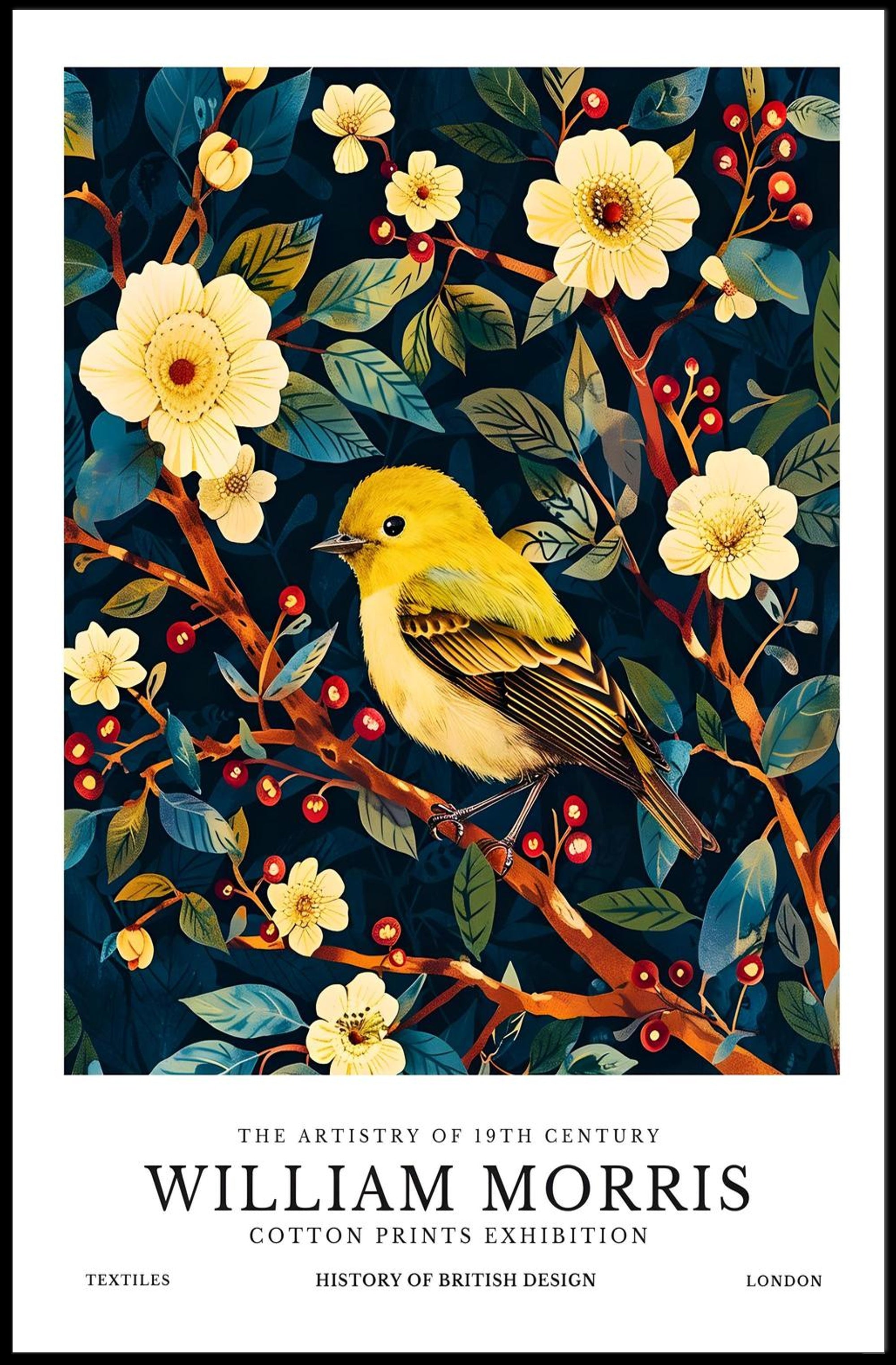 William Morris Vintage Bird Illustration Cultural or Heritage Poster