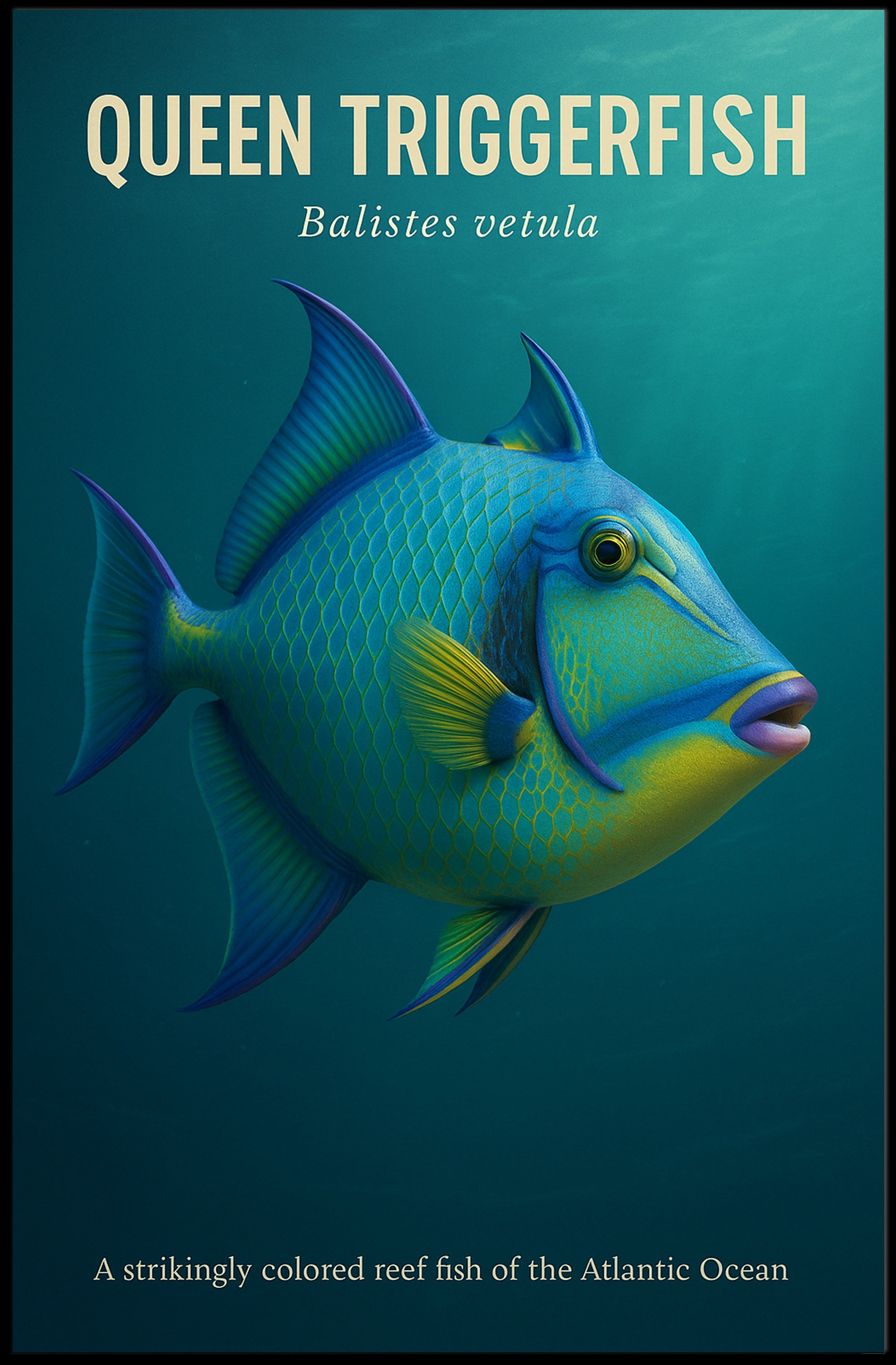 Queen Triggerfish Marine Life Educational Poster PosterGoat