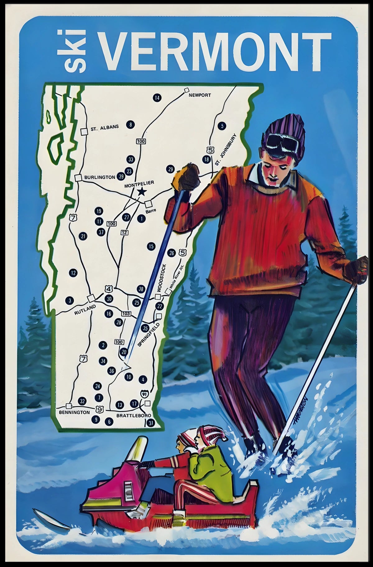 Ski Vermont Adventure Poster
