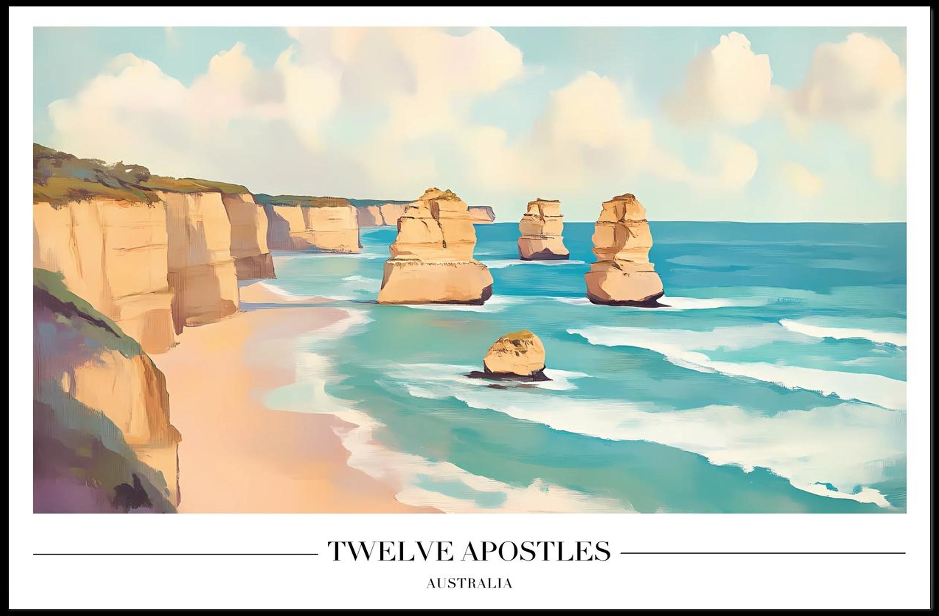 Twelve Apostles Australia Travel Poster