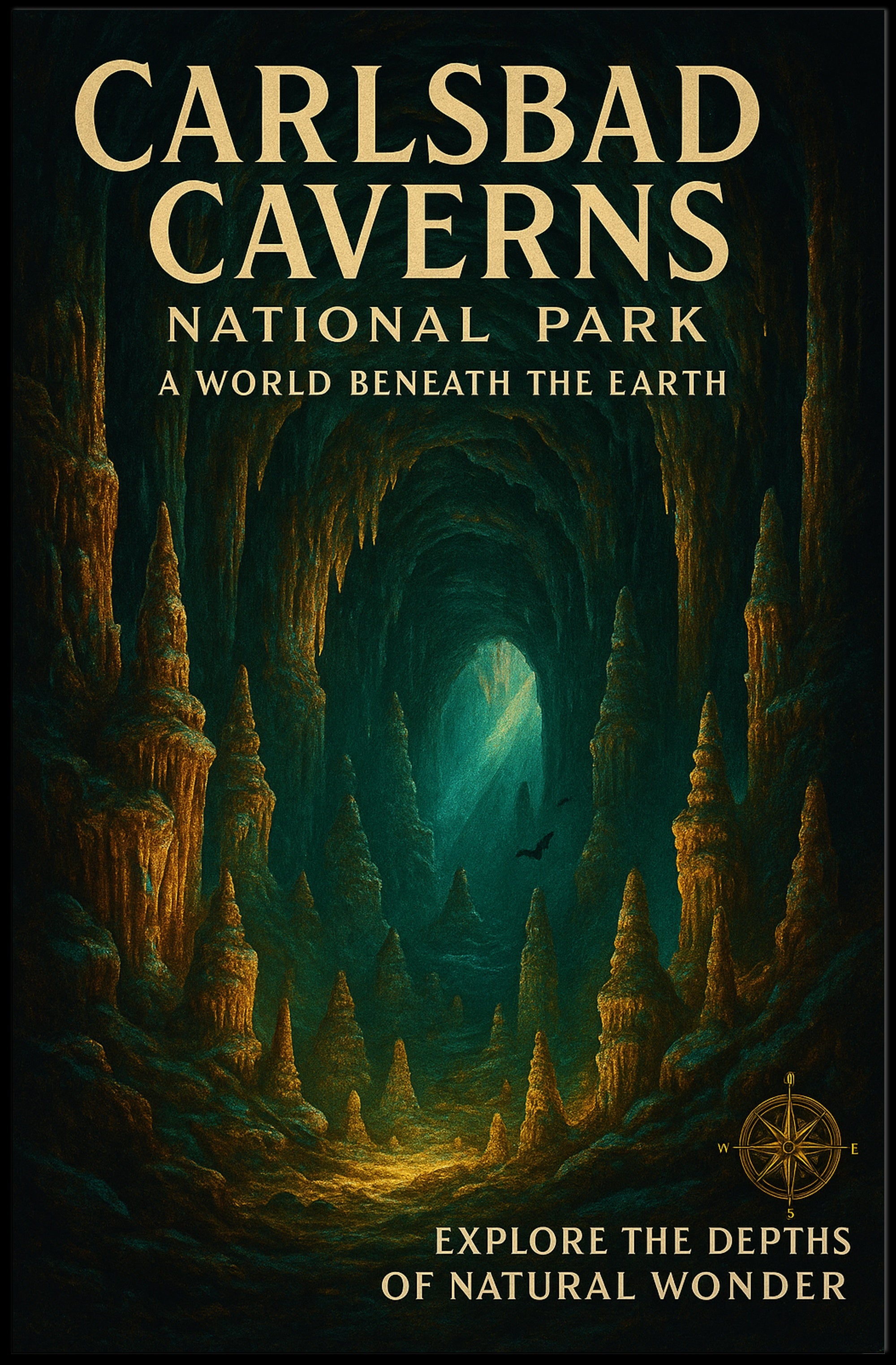 Carlsbad Caverns Vintage National Park Exploration Travel Poster